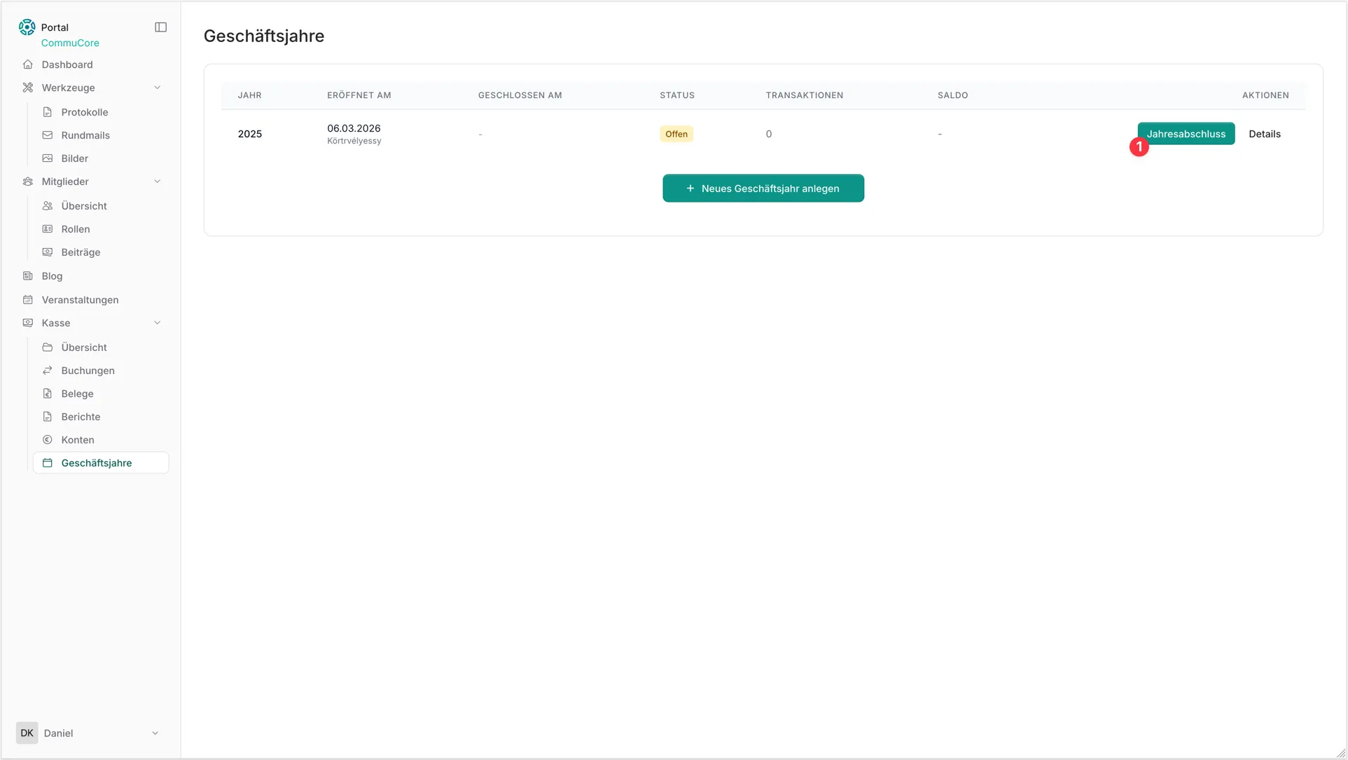 Jahresabschluss starten