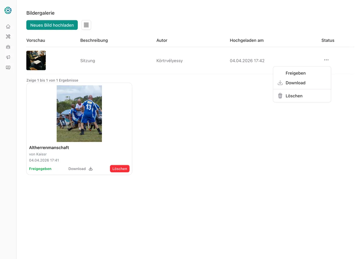 Freigabe von hochgeladenen Bildern durch den Vorstand oder Administrator