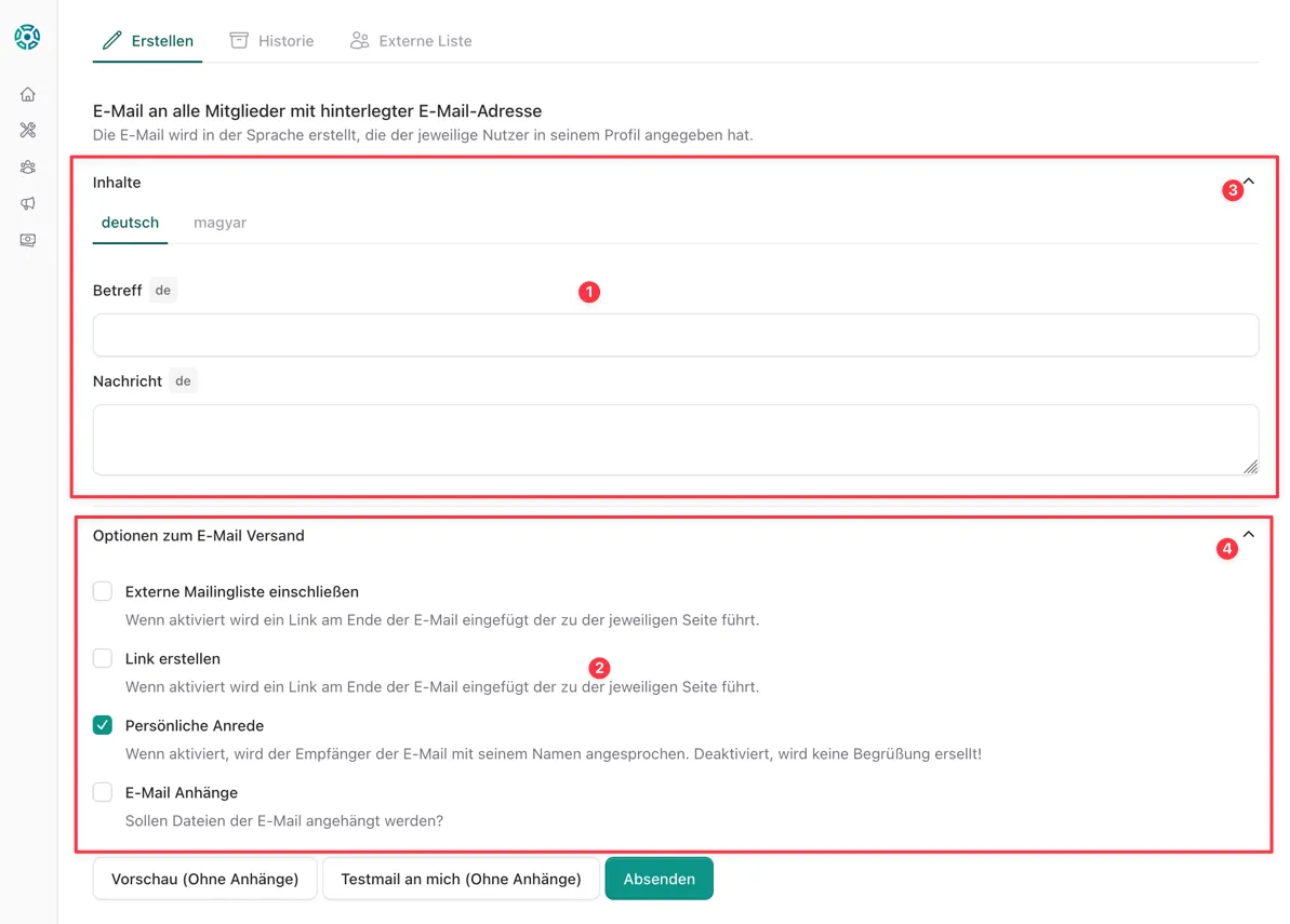 Lise der externenMailingliste
